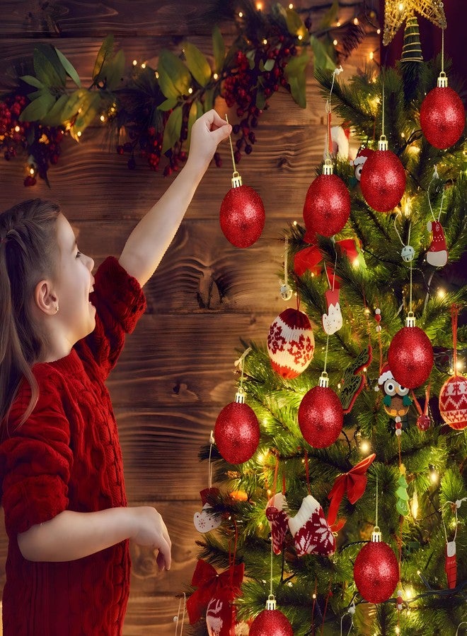 Fairooth 12 Pcs Red Ball Ornaments 2.4 Inch Shatterproof Christmas Tree Decorations Glittering Plastic Hanging Ball Ornaments for Xmas Tree Home Holiday Party Decor - Image 5